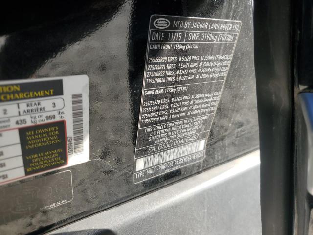 2016 LAND ROVER RANGE ROVE - SALGS3EF0GA269457