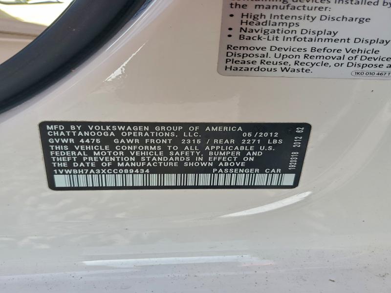 2012 VOLKSWAGEN PASSAT SE #3304451585