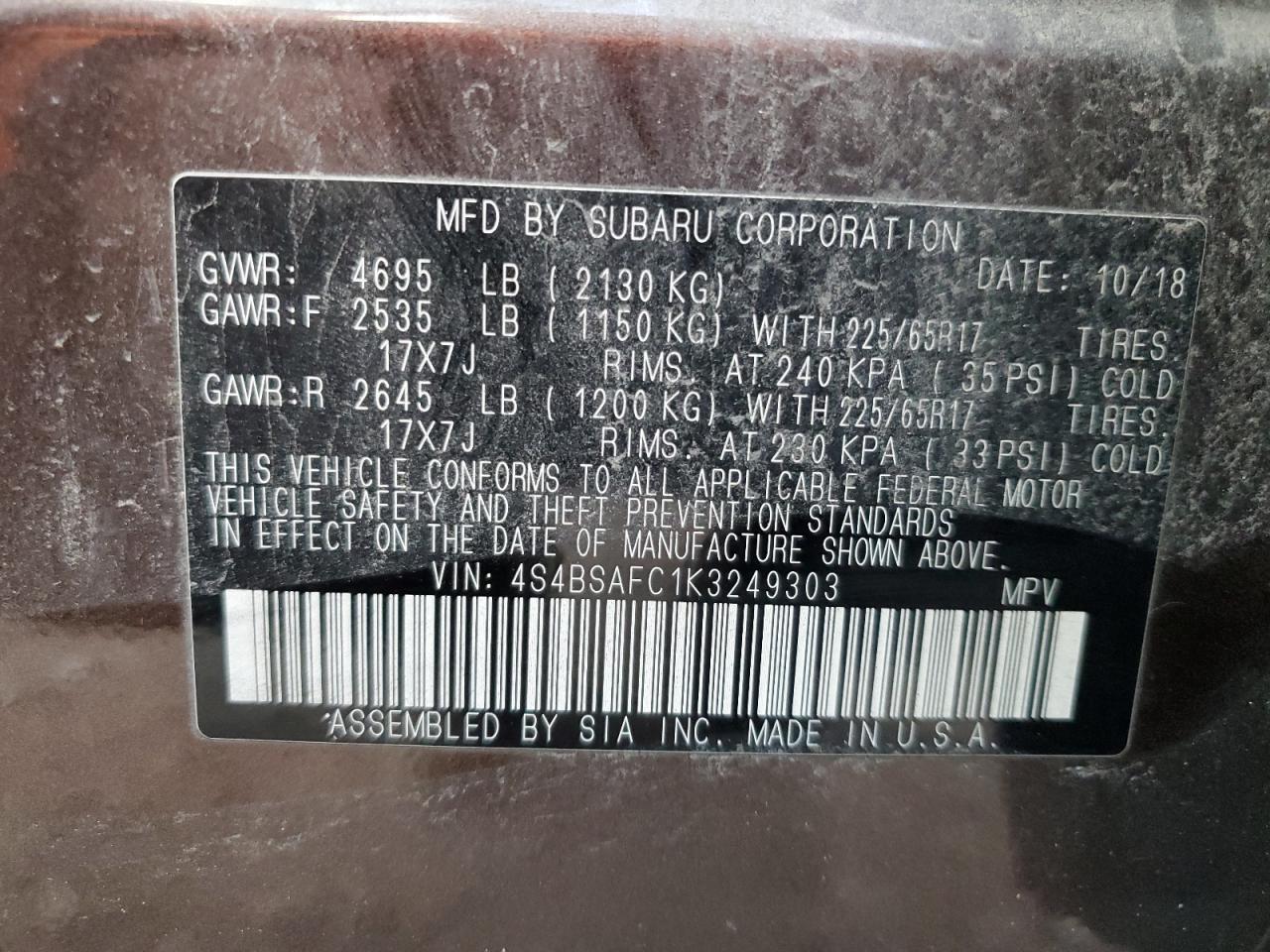 SUBARU OUTBACK 2.5I PREMIUM