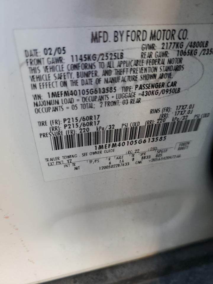 Lot #3294689035 2005 MERCURY MONTEGO LU