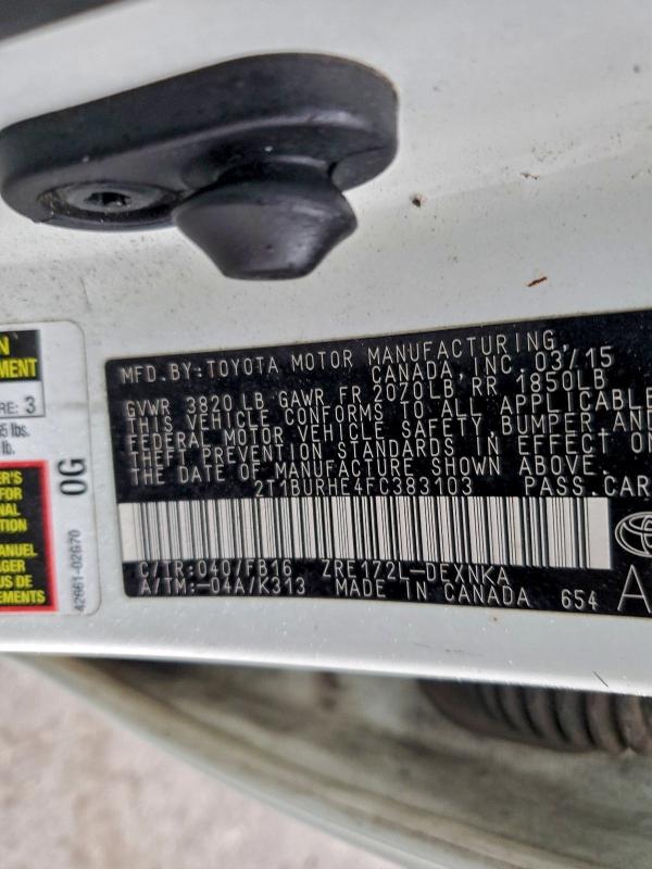 2015 TOYOTA COROLLA L #3303880737