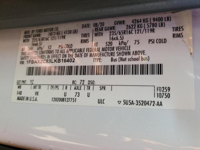 2020 FORD TRANSIT T- - 1FBAX2C83LKB16402