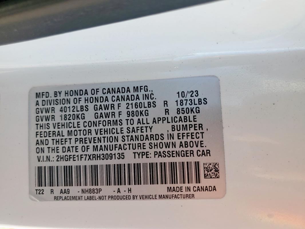 2024 HONDA CIVIC EX #3291159974