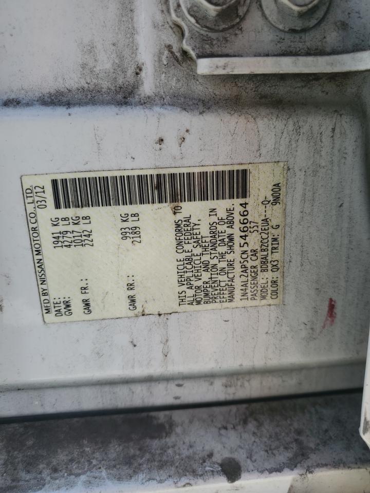 Lot #3316080245 2012 NISSAN ALTIMA BAS