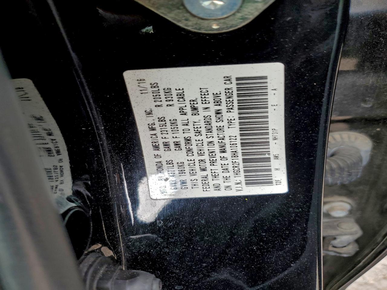 Lot #3318021414 2017 HONDA ACCORD SPO