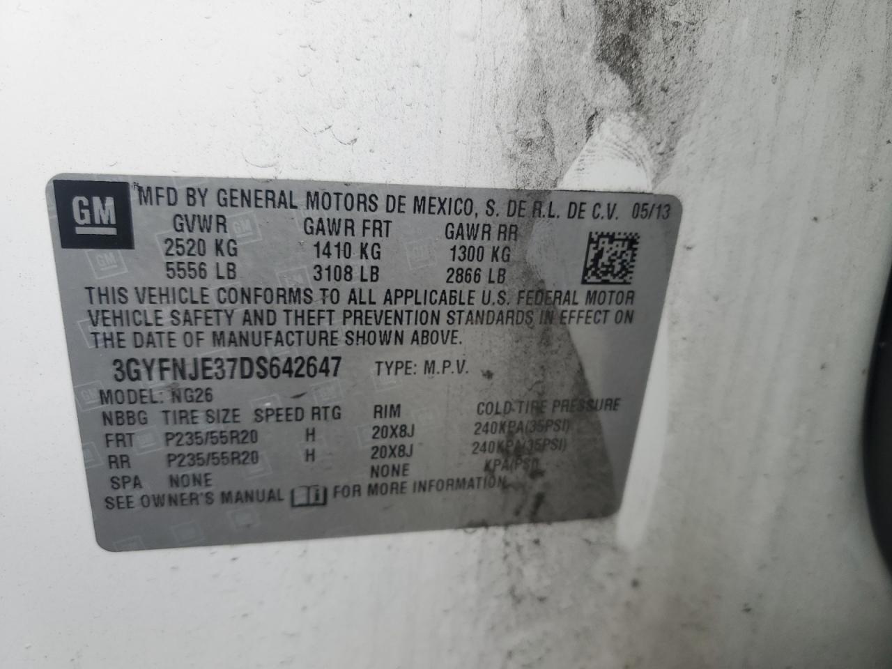 Lot #3312127106 2013 CADILLAC SRX PREMIU