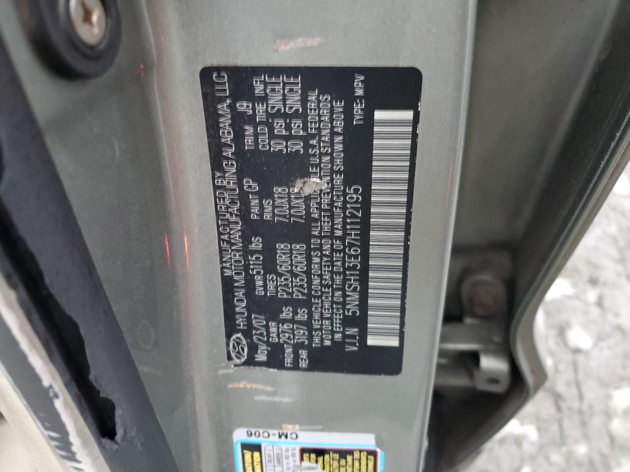 Lot #3285463840 2007 HYUNDAI SANTA FE S