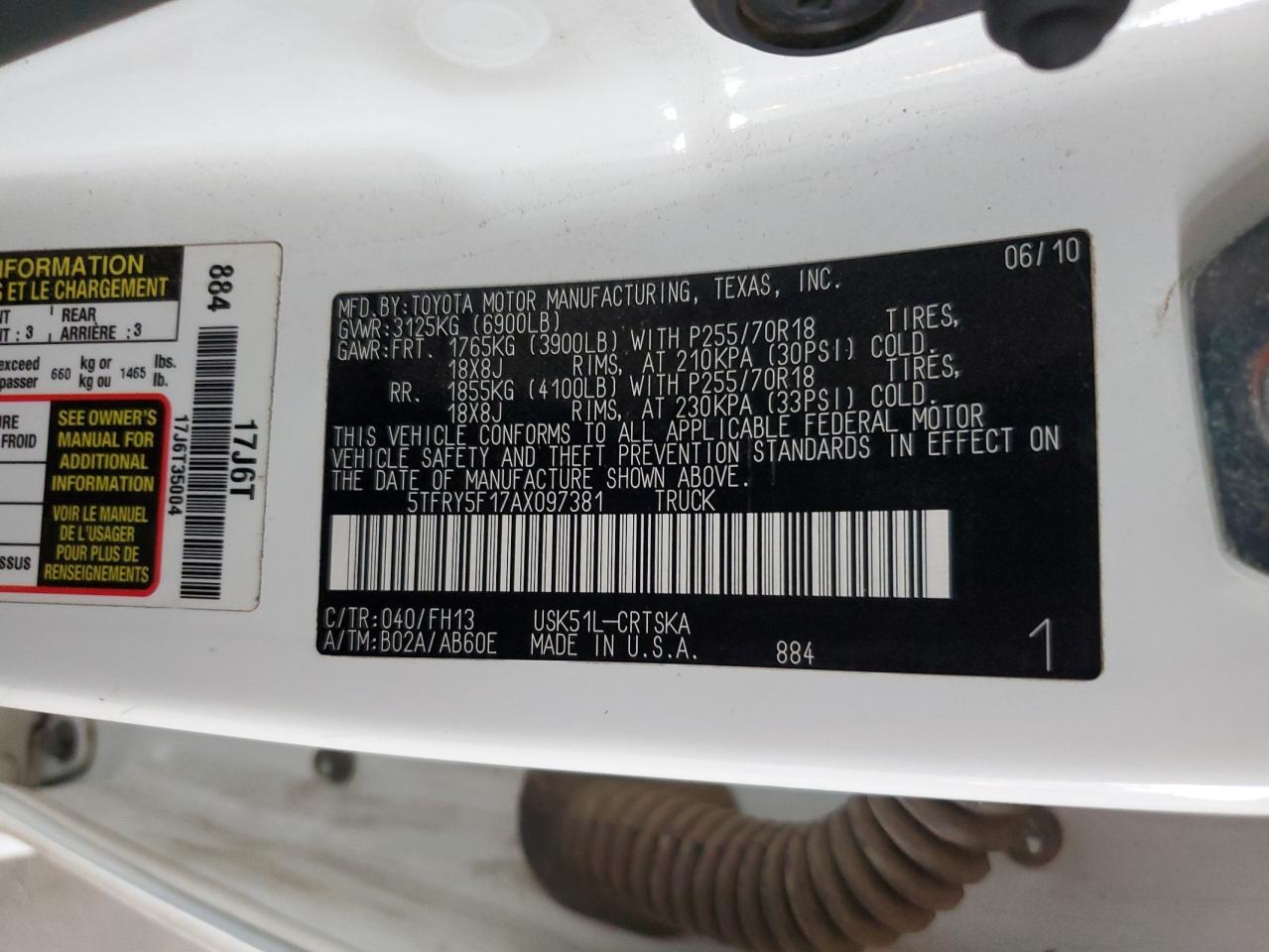 Lot #3311799183 2010 TOYOTA TUNDRA DOU