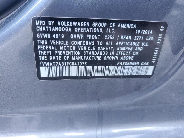 2015 VOLKSWAGEN PASSAT S 1VWAT7A31FC041075