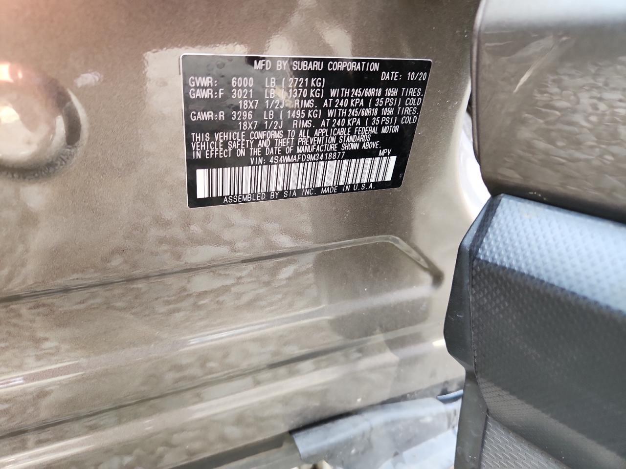 Lot #3312565276 2021 SUBARU ASCENT PRE