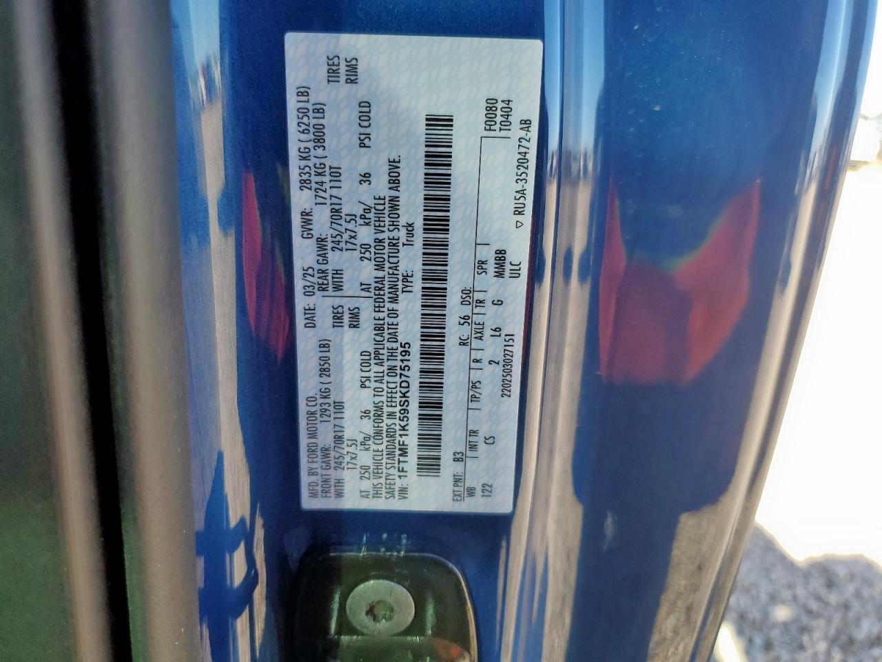 Lot #3306649859 2025 FORD F150 XL