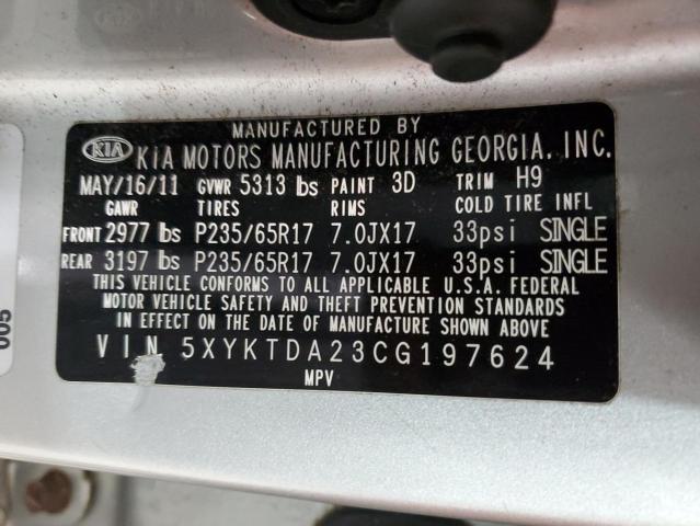 2012 KIA SORENTO BA - 5XYKTDA23CG197624