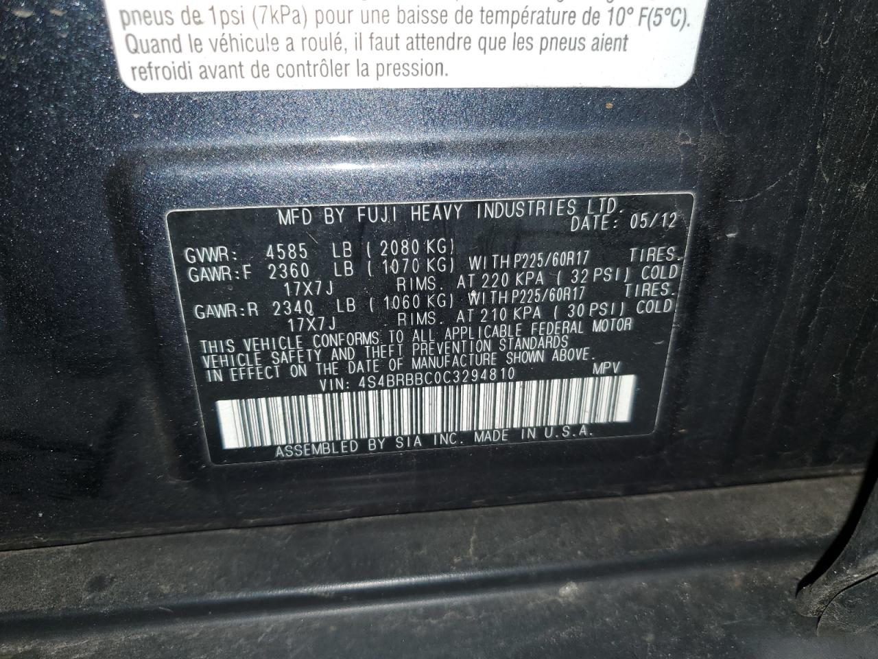 SUBARU OUTBACK 2.5I PREMIUM