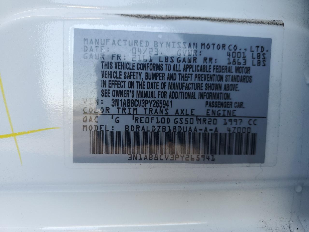 Lot #3302735057 2023 NISSAN SENTRA SV