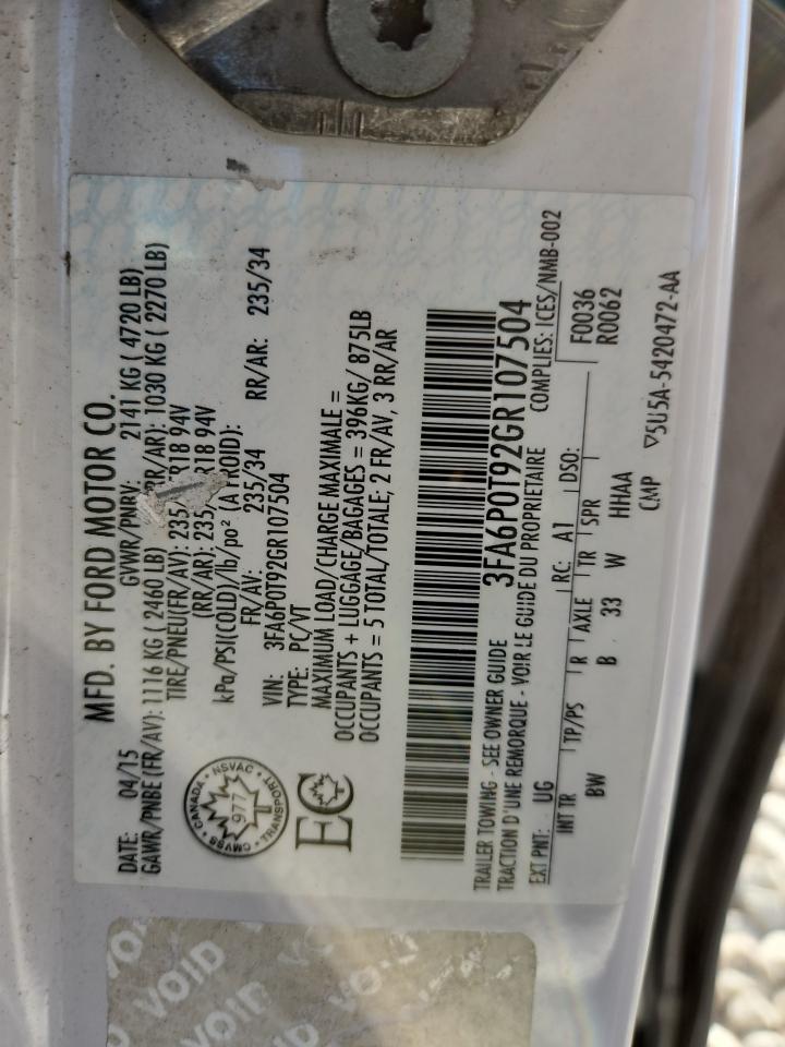 Lot #3303703028 2016 FORD FUSION SE