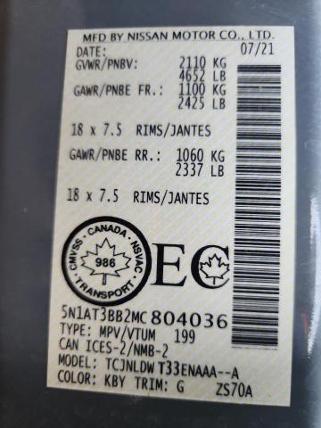 2021 NISSAN ROGUE SV - 5N1AT3BB2MC804036