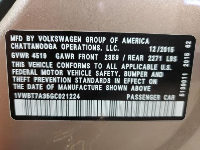 2016 VOLKSWAGEN PASSAT SE #3292584888