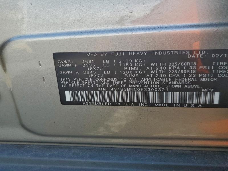 2015 SUBARU OUTBACK 2. #3301752390