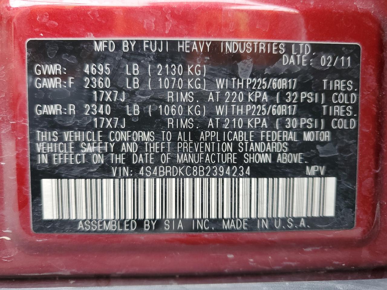 SUBARU OUTBACK 3.6R LIMITED