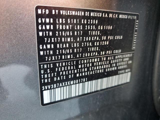 2019 VOLKSWAGEN TIGUAN SE #3290060264