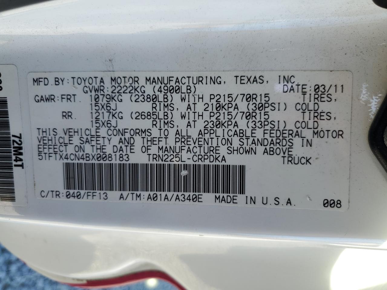 TOYOTA TACOMA ACCESS CAB