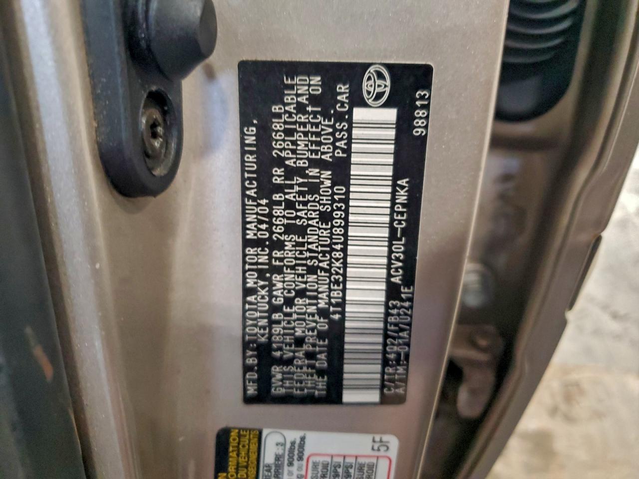 Lot #3298144258 2004 TOYOTA CAMRY LE