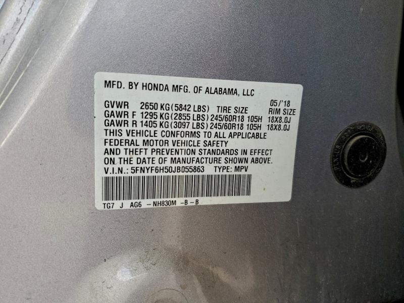 2018 HONDA PILOT EXL #3297910805