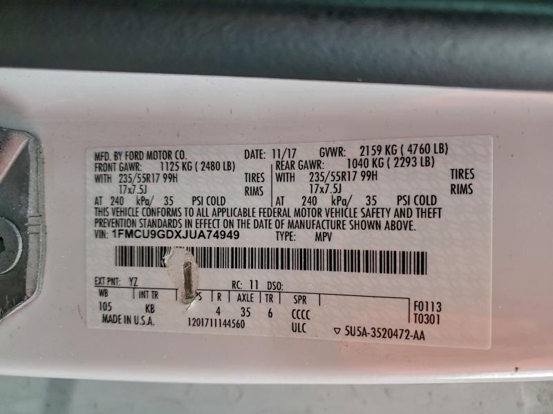 2018 FORD ESCAPE SE #3294375111