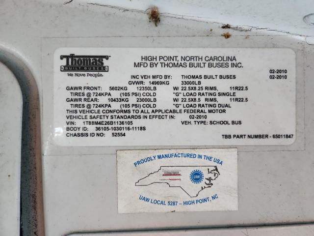 2011 THOMAS SCHOOL BUS #3287416370