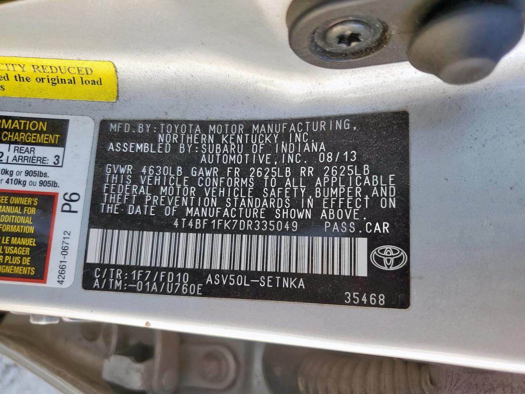 2013 TOYOTA CAMRY L #3285758663