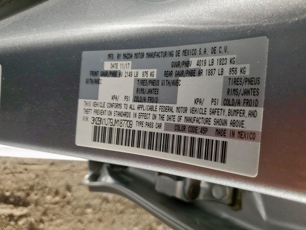 2018 MAZDA 3 SPORT - 3MZBN1U79JM187709