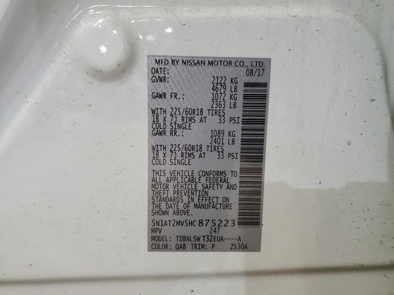 Lot #3304633965 2017 NISSAN ROGUE SV