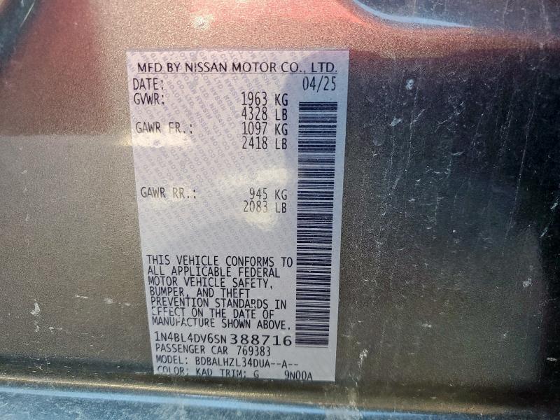 2025 NISSAN ALTIMA SV 1N4BL4DV6SN388716