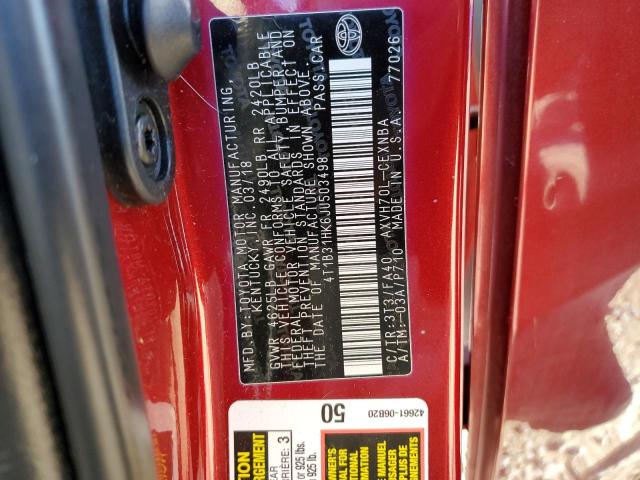 2018 TOYOTA CAMRY LE #3301847380