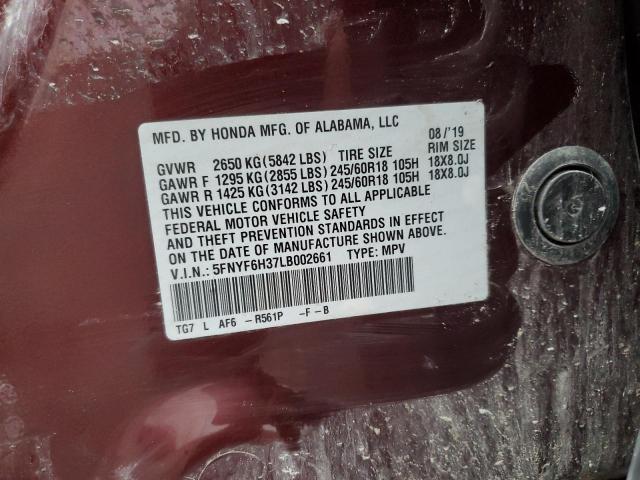 2020 HONDA PILOT EX - 5FNYF6H37LB002661