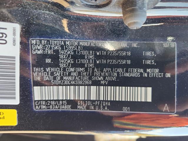 2019 TOYOTA SIENNA XLE #3302842897