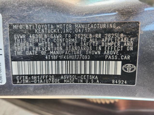 2017 TOYOTA CAMRY LE #3296640015