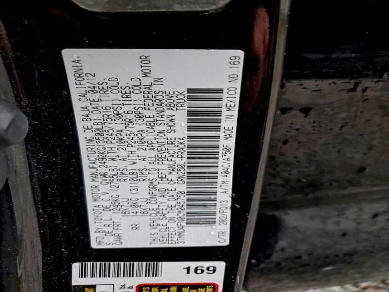 2012 TOYOTA TACOMA DOU #3298203032