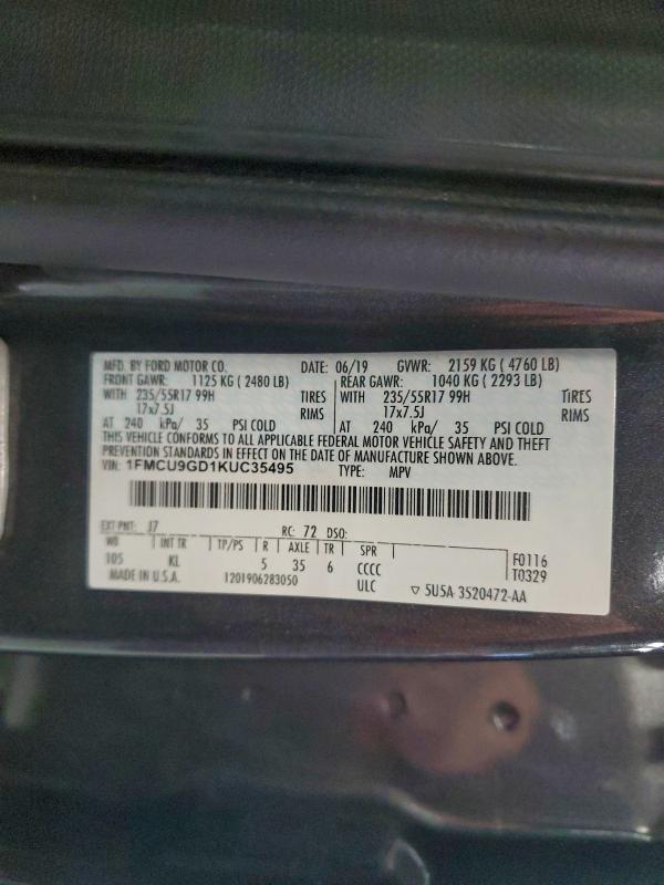 2019 FORD ESCAPE SE #3296355143