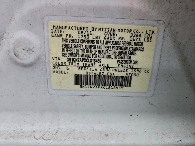 2012 NISSAN VERSA S #3302719015