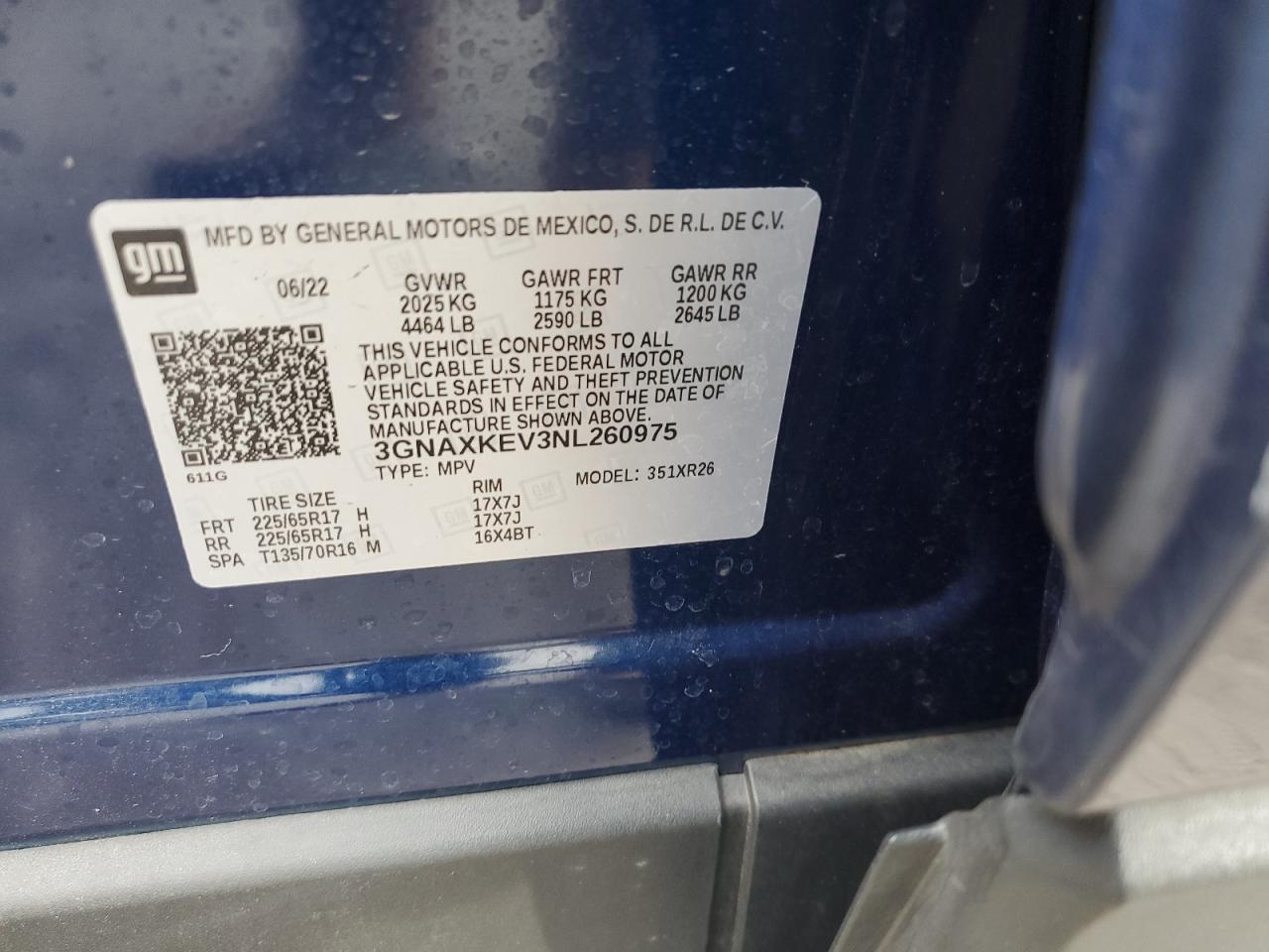 Lot #3311621259 2022 CHEVROLET EQUINOX LT