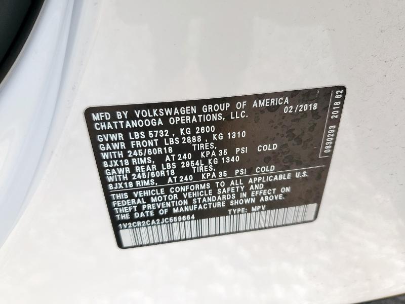 2018 VOLKSWAGEN ATLAS SE #3305761789