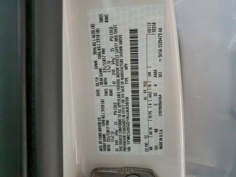 2019 FORD ESCAPE SE #3301609682