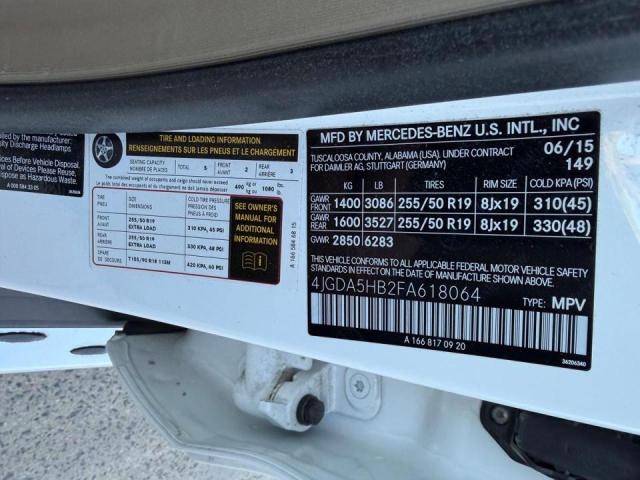 2015 MERCEDES-BENZ ML 350 4MA - 4JGDA5HB2FA618064