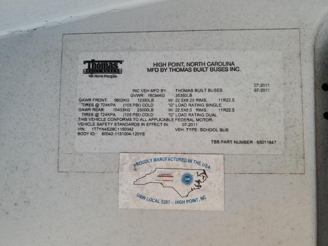 2012 THOMAS SAF-T-LINER HDX #3301716367