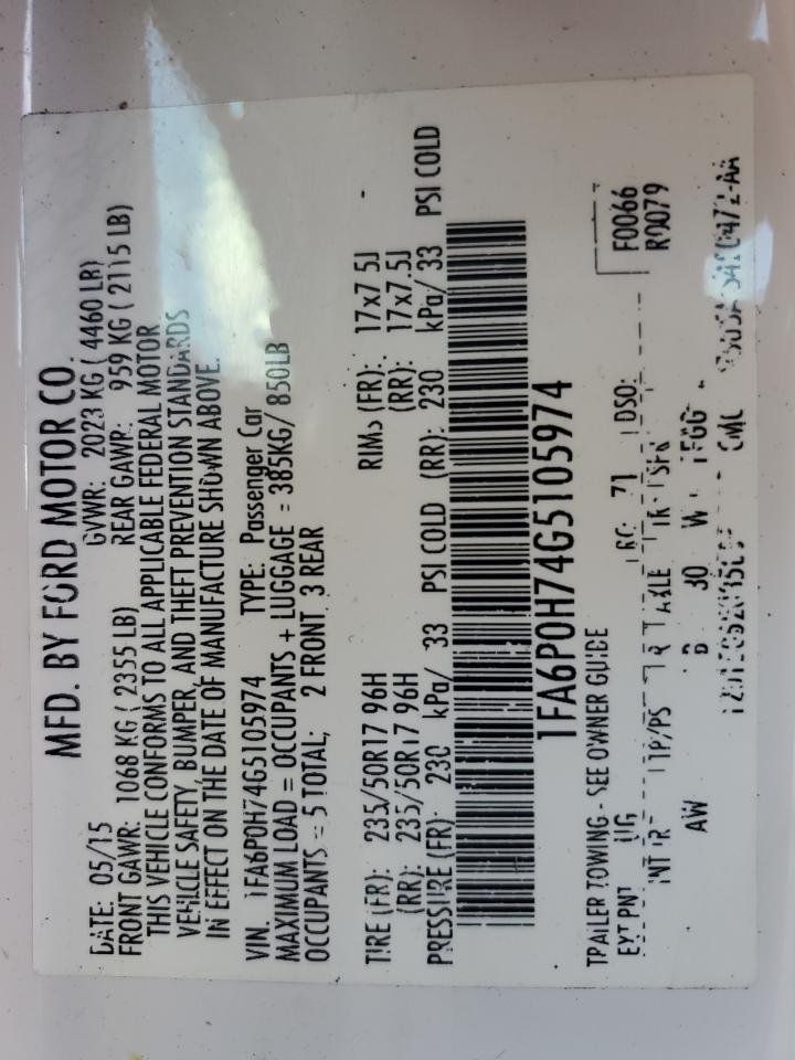 Lot #3316028312 2016 FORD FUSION SE