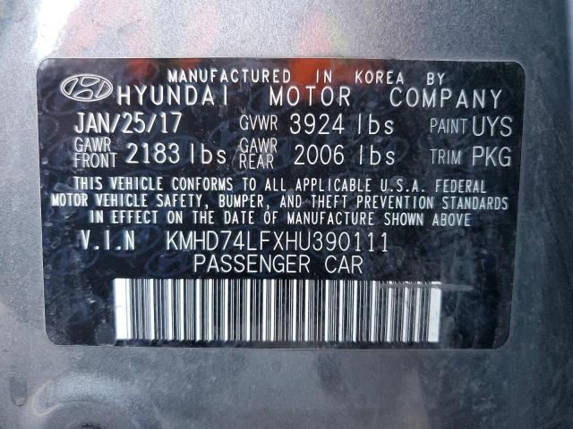 2017 HYUNDAI ELANTRA SE - KMHD74LFXHU390111