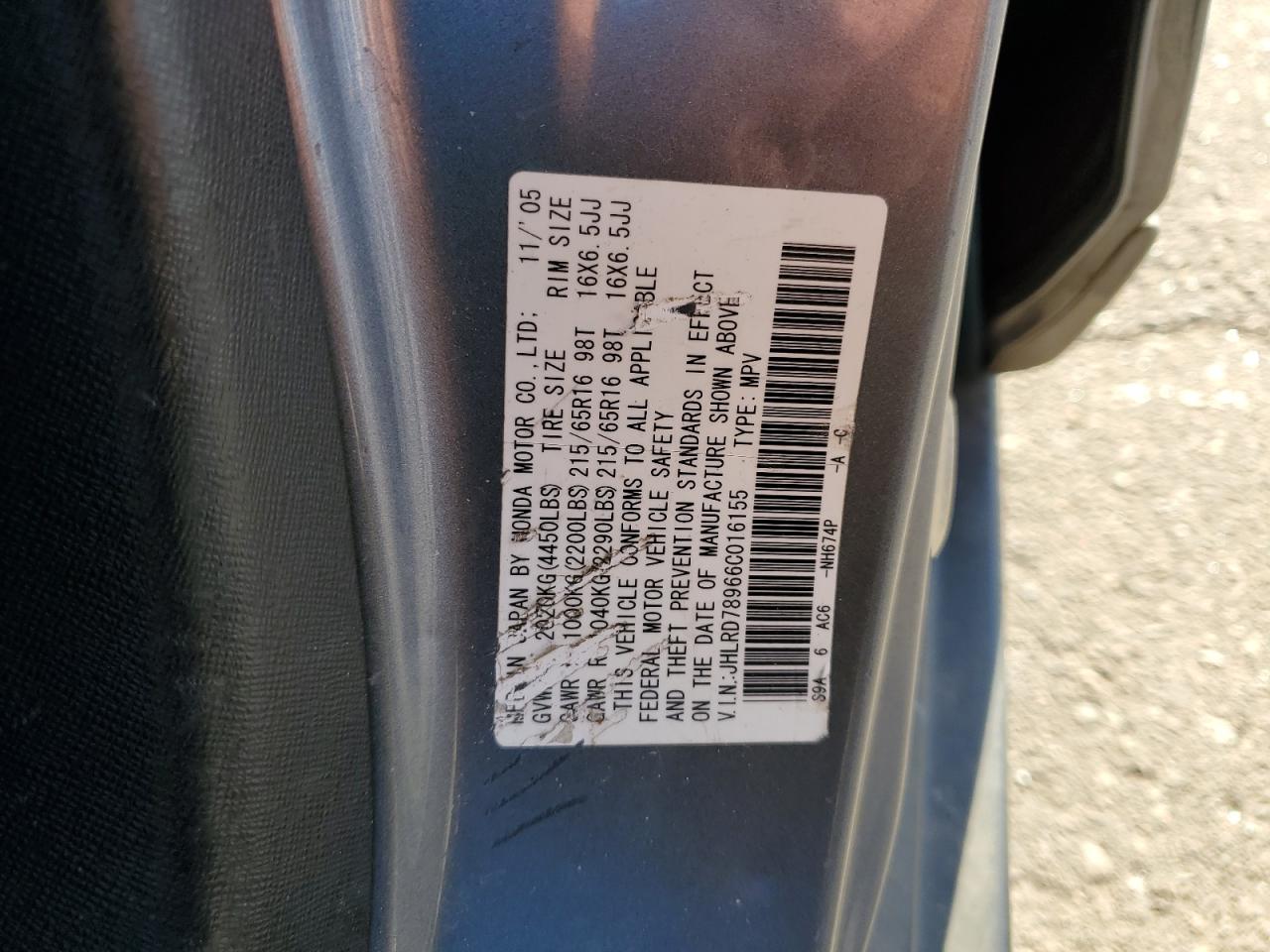 Lot #3286547151 2006 HONDA CR-V SE