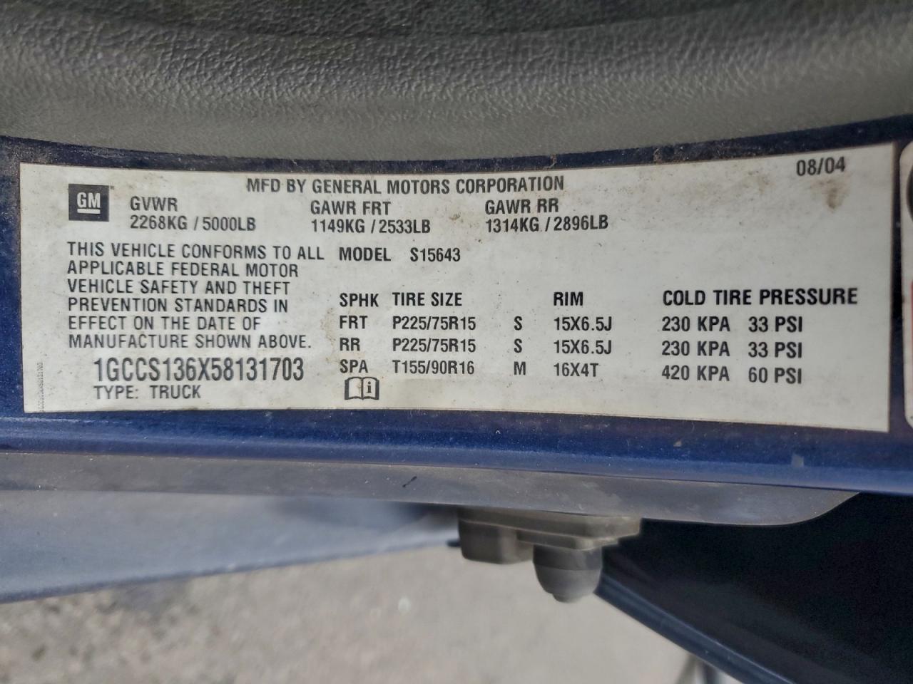 Lot #3311603326 2005 CHEVROLET COLORADO