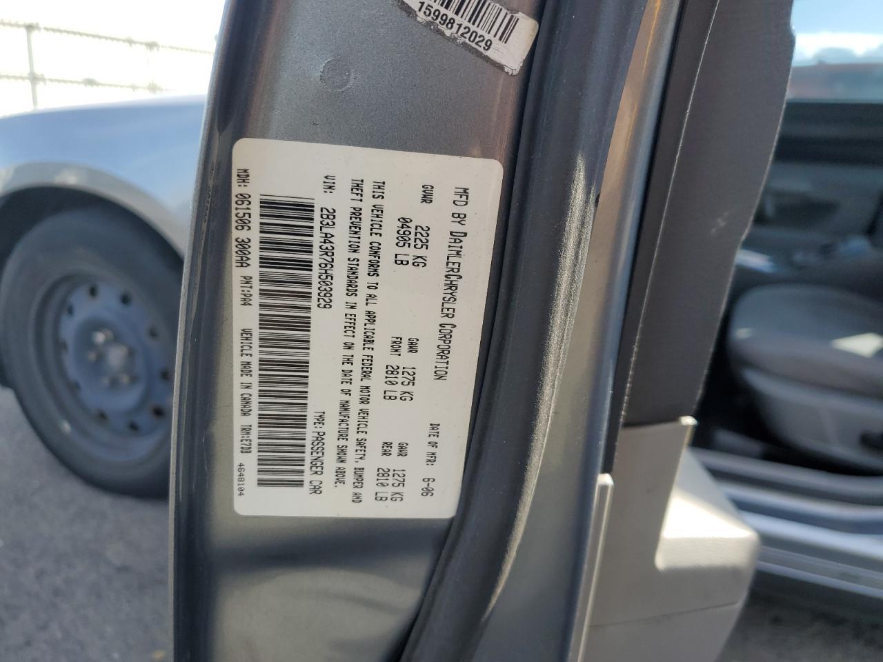 Lot #3287446080 2006 DODGE CHARGER SE